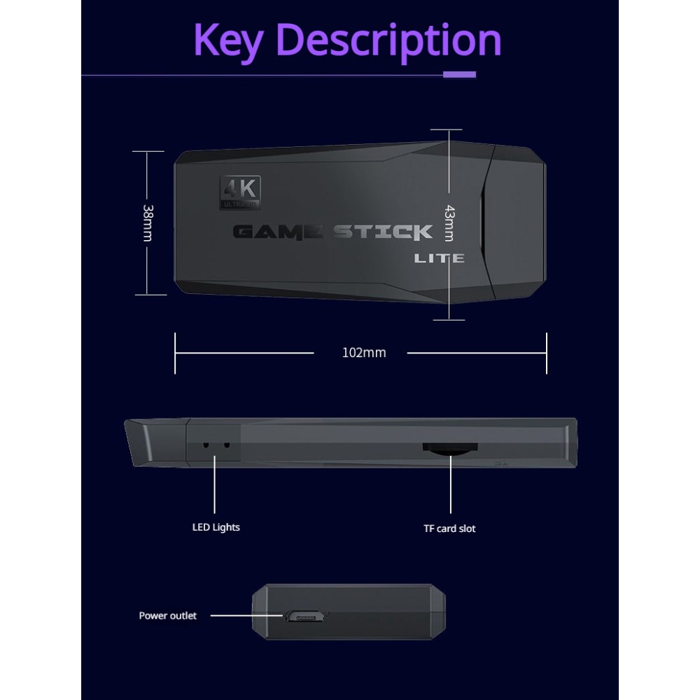 Portable 4K Retro Game Stick C - đánh giá và giá Retro Game Controller Usb