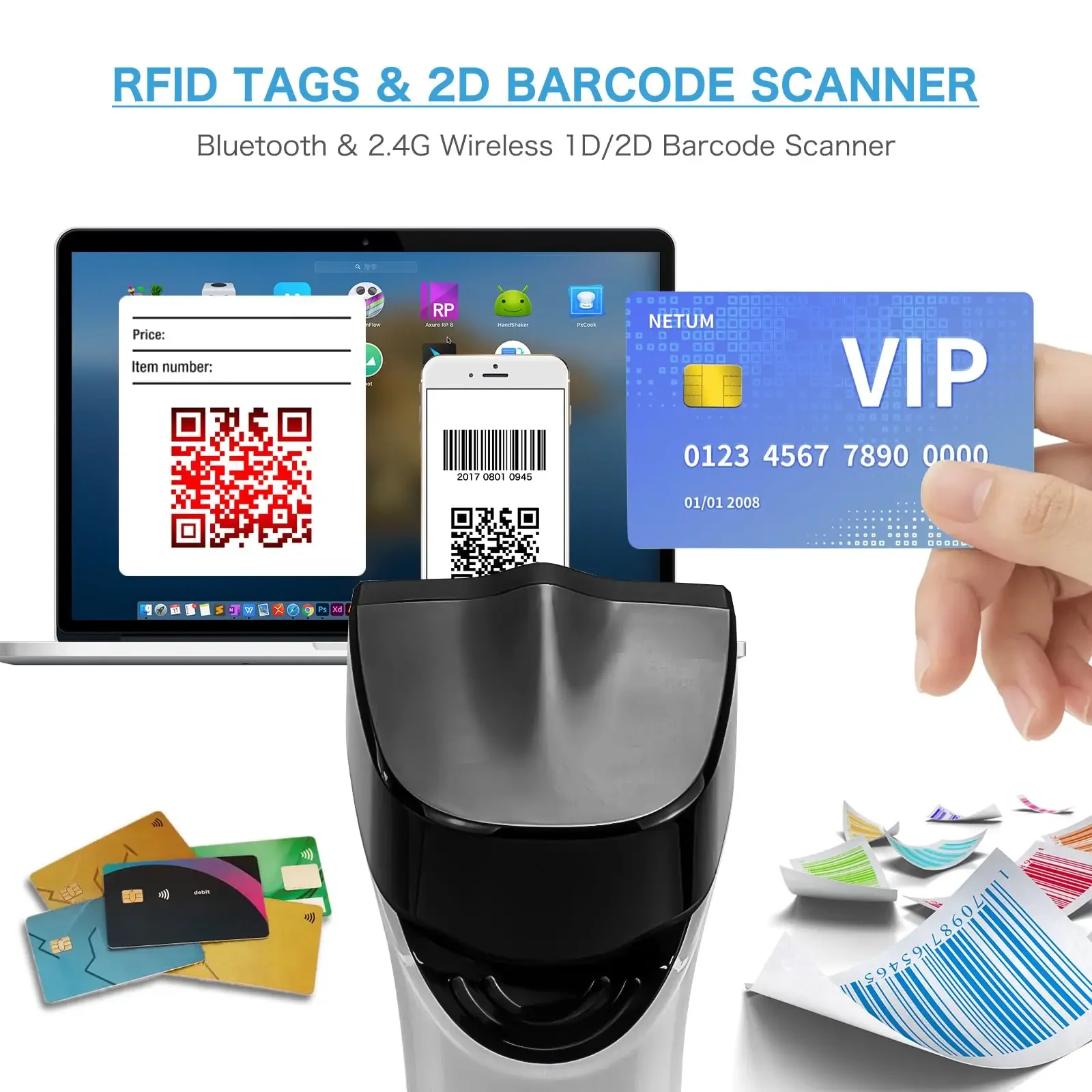 NETUM DS8100 Blue Tooth 13.56M - đánh giá và giá Barcode Scanner Wireless