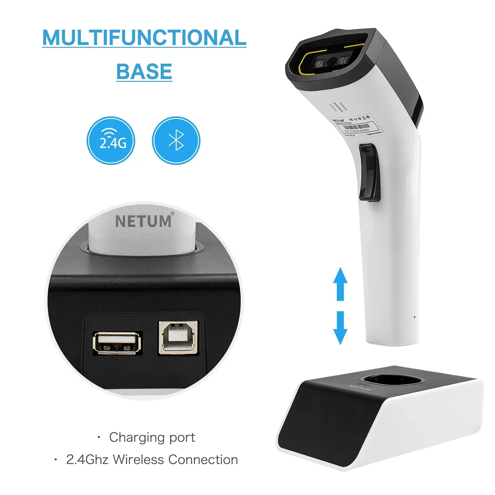 NETUM DS8100 Blue Tooth 13.56M - đánh giá và giá Barcode Scanner Wireless